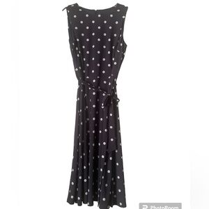 Anne Klein grey poka dot dress size L